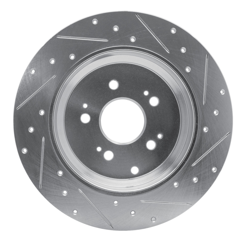 Acura MDX Brake Rotor (1) - Rear Left - R1 Concepts - Drilled & Slotted - Silver - `07-`17